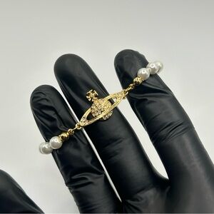 Vivienne Westwood Gold Pearl Bracelet Orb New Women’s 7 Inch Fit High Quality